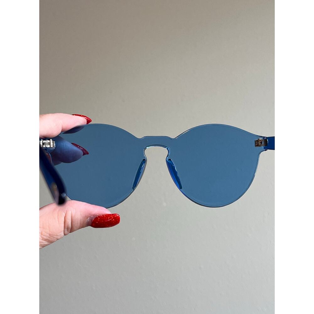 Wear Me Pro Bailey Blue Trendy Rimless Shield Sunglasses Y2K Futuristic Festival - Picture 10 of 10